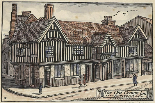 Bernard Sleigh (1872-1954) Pencil Signed Woodcut The Old Crown Inn Deritend 19230
