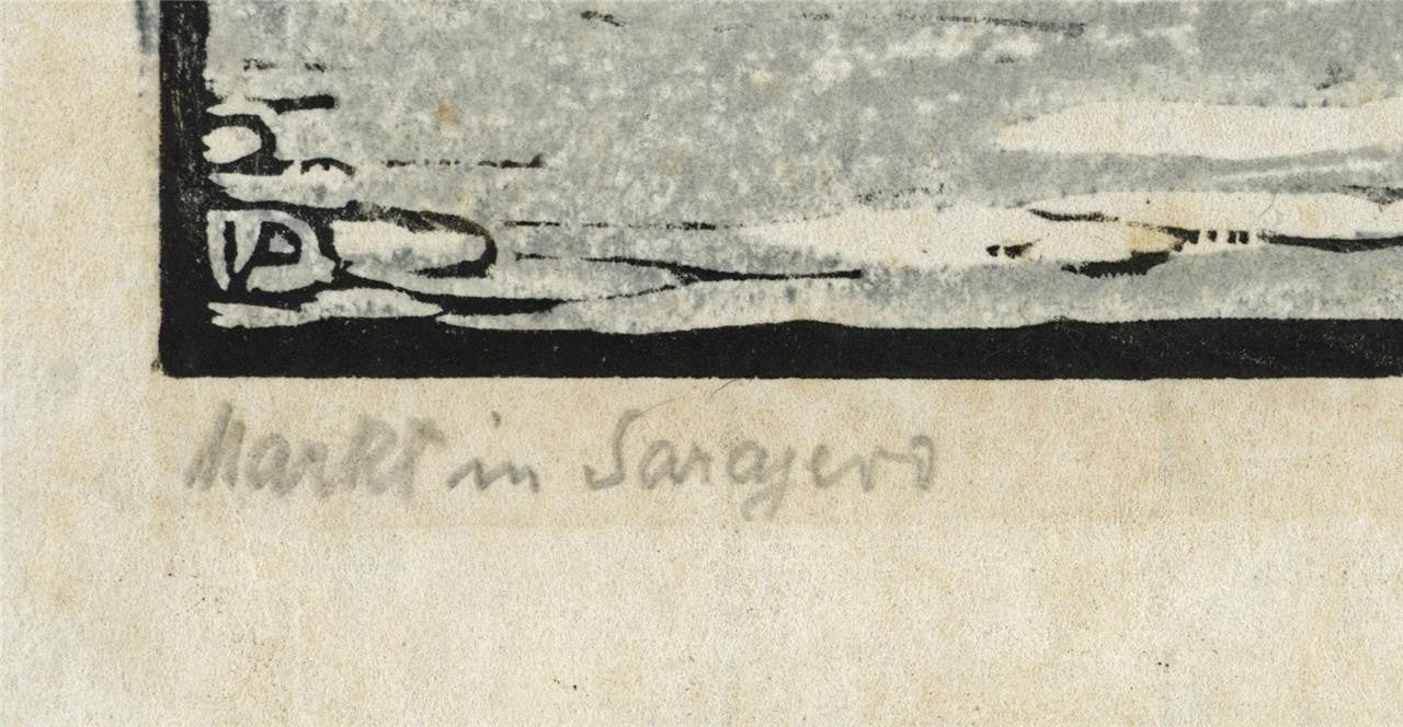 Valerie Petter-Zeis (1881-1963) Pencil Signed Woodcut - Market In Sarajevo3