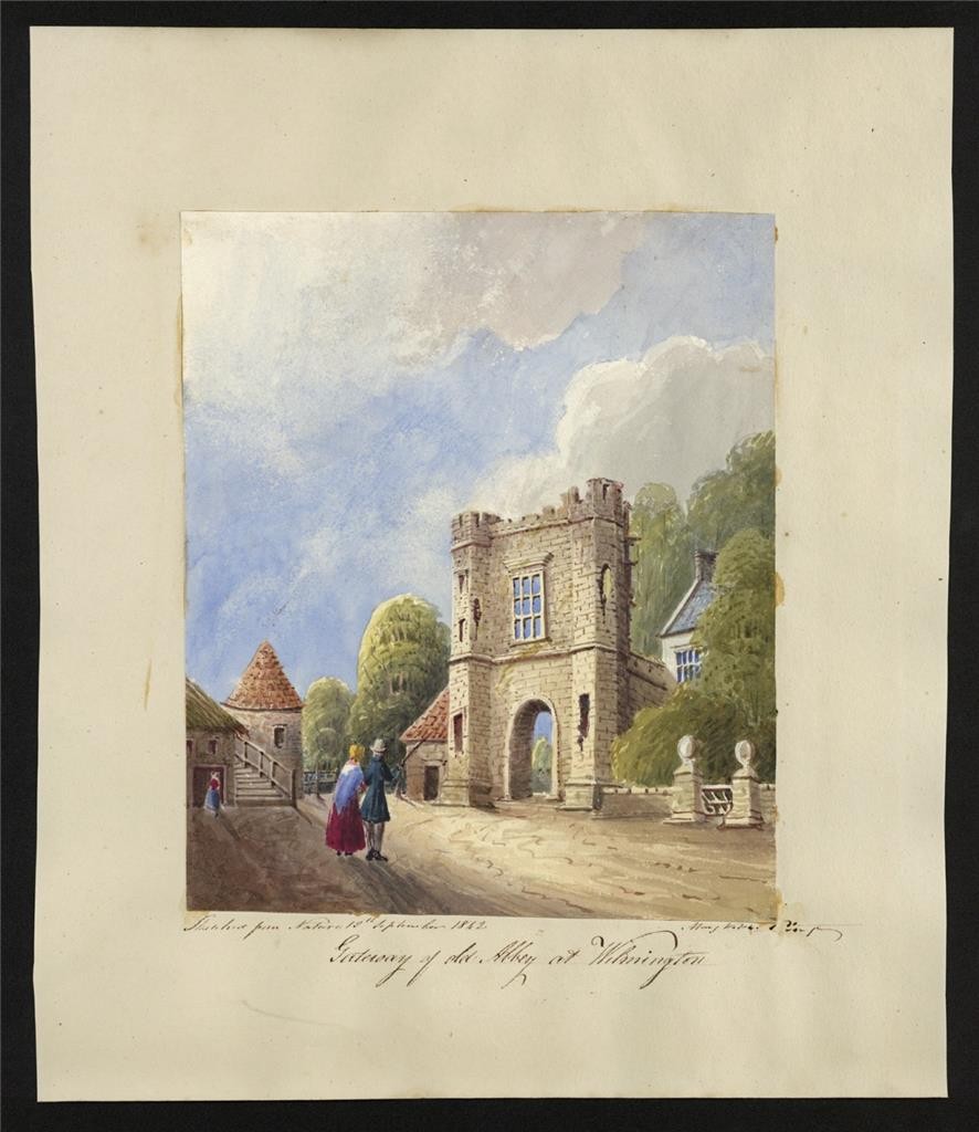 Mary Webster (1794-1883) Watercolour Painting Gateway Old Abbey Wilmington 18421