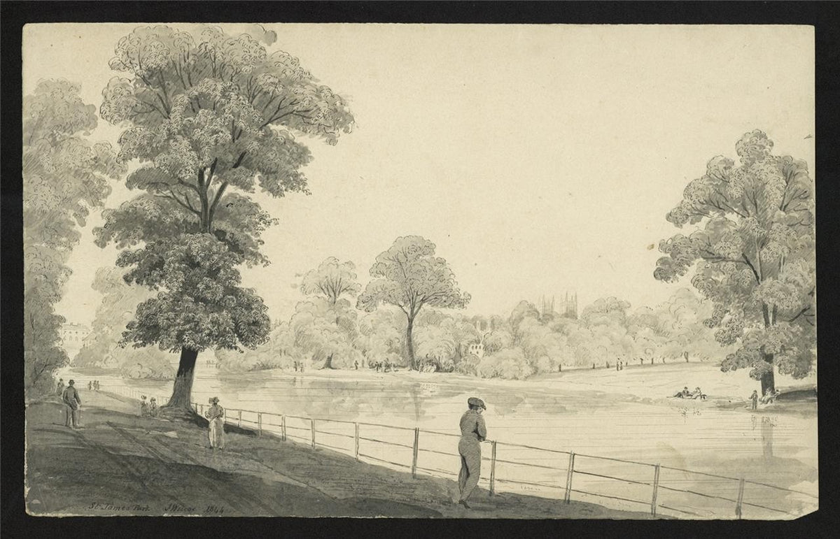 James Wilcox (1778-1865) Watercolour Painting - St James's Park London 18441