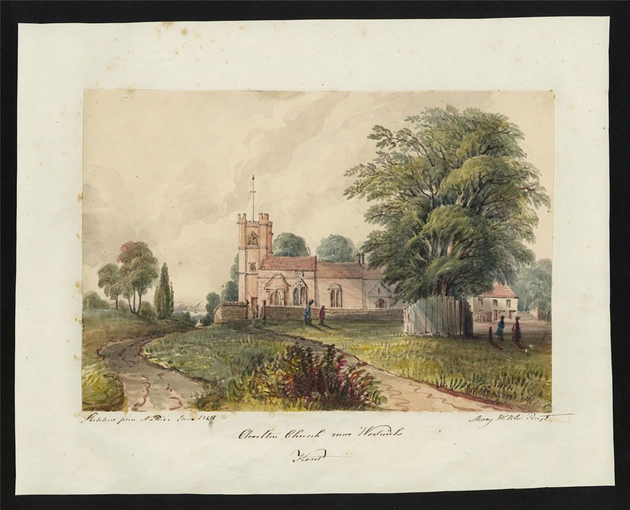 Mary Webster Watercolour Painting Charlton Church Woolwich Greenwich London 18411