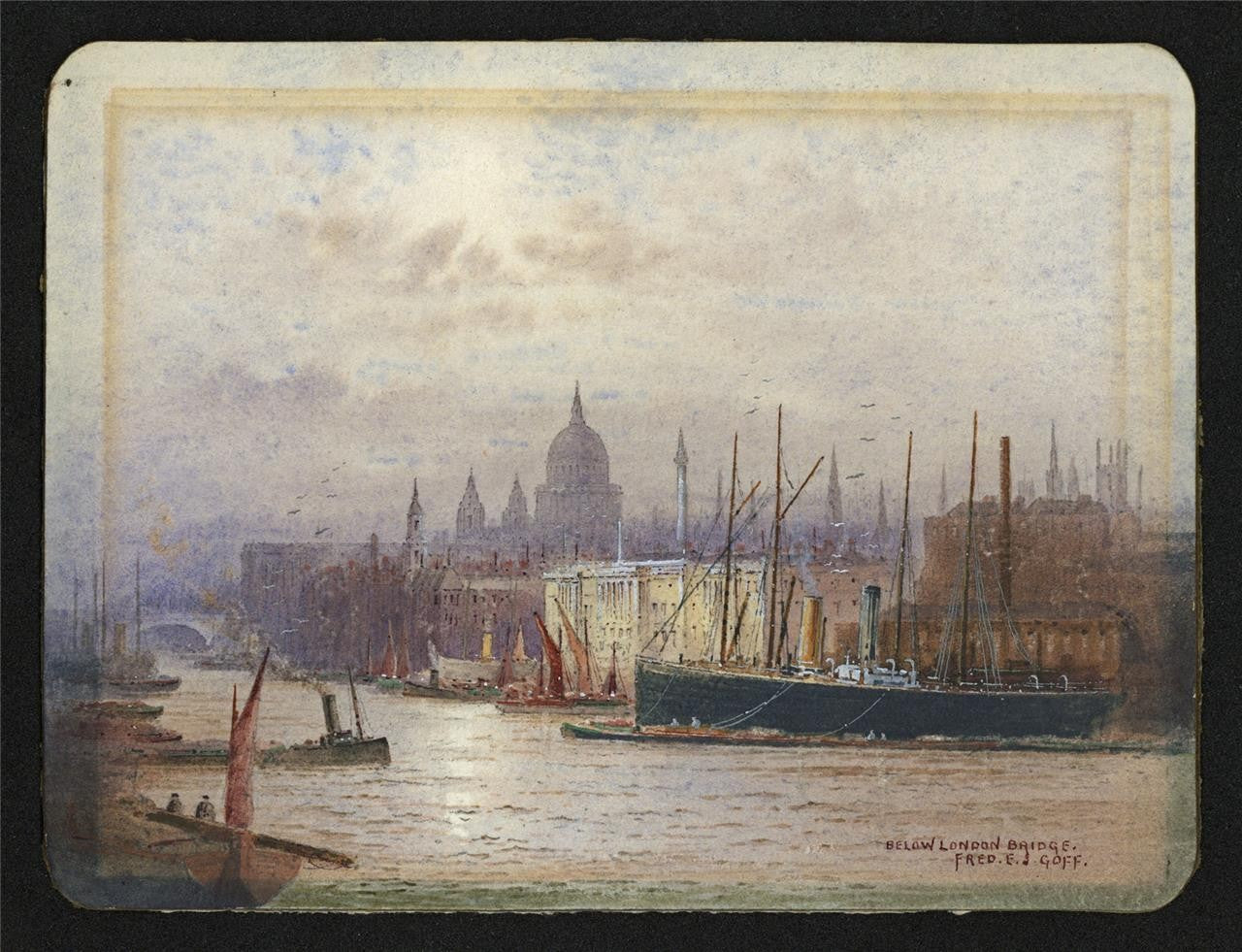 Frederick Edward Joseph Goff (18551931) Watercolour Painting London Bridge1