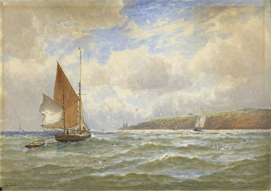 George Stanfield Walters (1838-1924) Watercolour Painting Boats Off Coast0