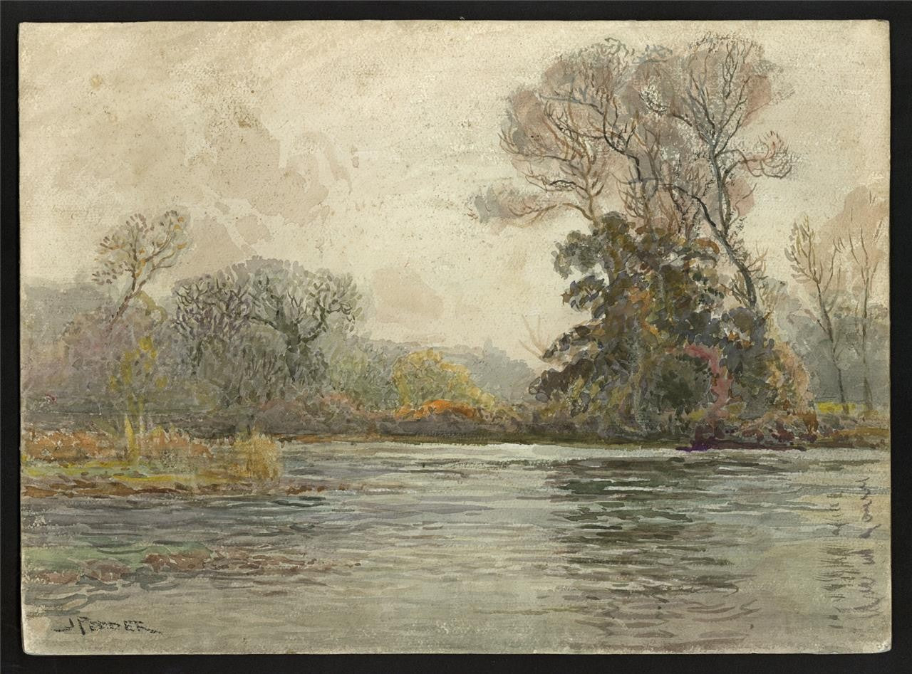 John Pedder (1850-1929) Watercolour Painting Odney Weir Cookham Berkshire1