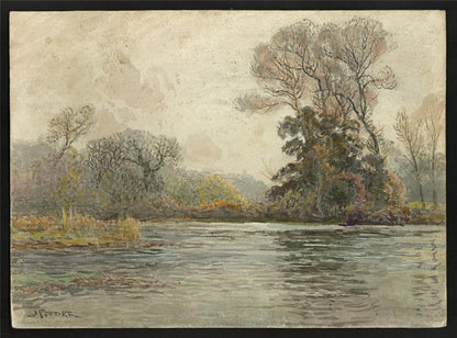 John Pedder (1850-1929) Watercolour Painting Odney Weir Cookham Berkshire1