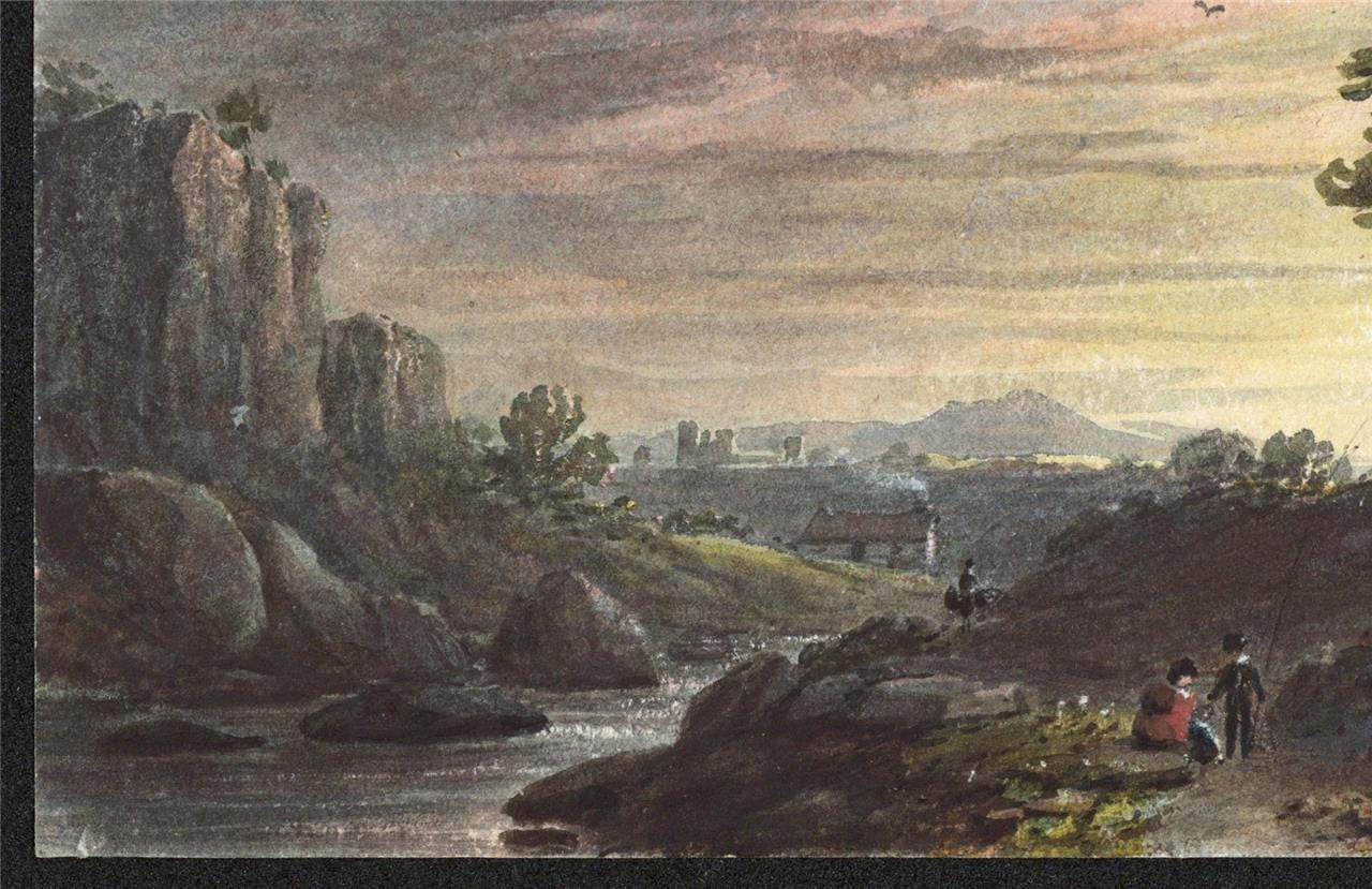 Romantic Landscape - Miniature Watercolour Painting - 19th Century3