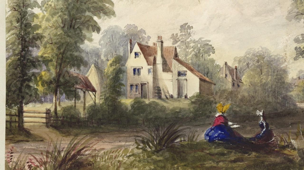 Mary Webster (1794-1883) - Watercolour Painting Cottage Near Sudbury London 18396