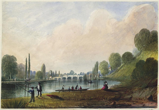 Mary Webster (1794-1883) Watercolour Painting Kingston Bridge London 18420
