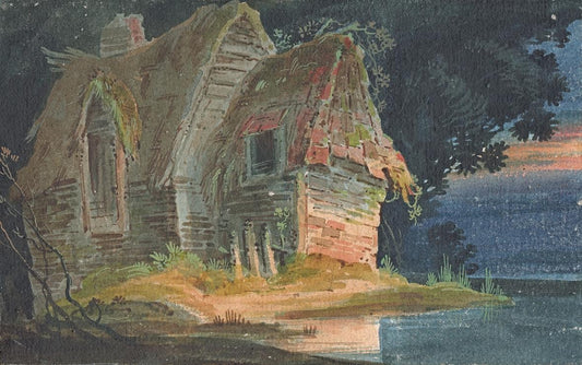 COTTAGE IN LANDSCAPE Watercolour Painting - 19TH CENTURY - INDISTINCTLY SIGNED0