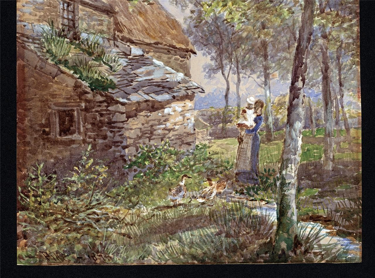 William Henry Pike (1846-1908) - Watercolour Painting - Cottage Scene - 18784