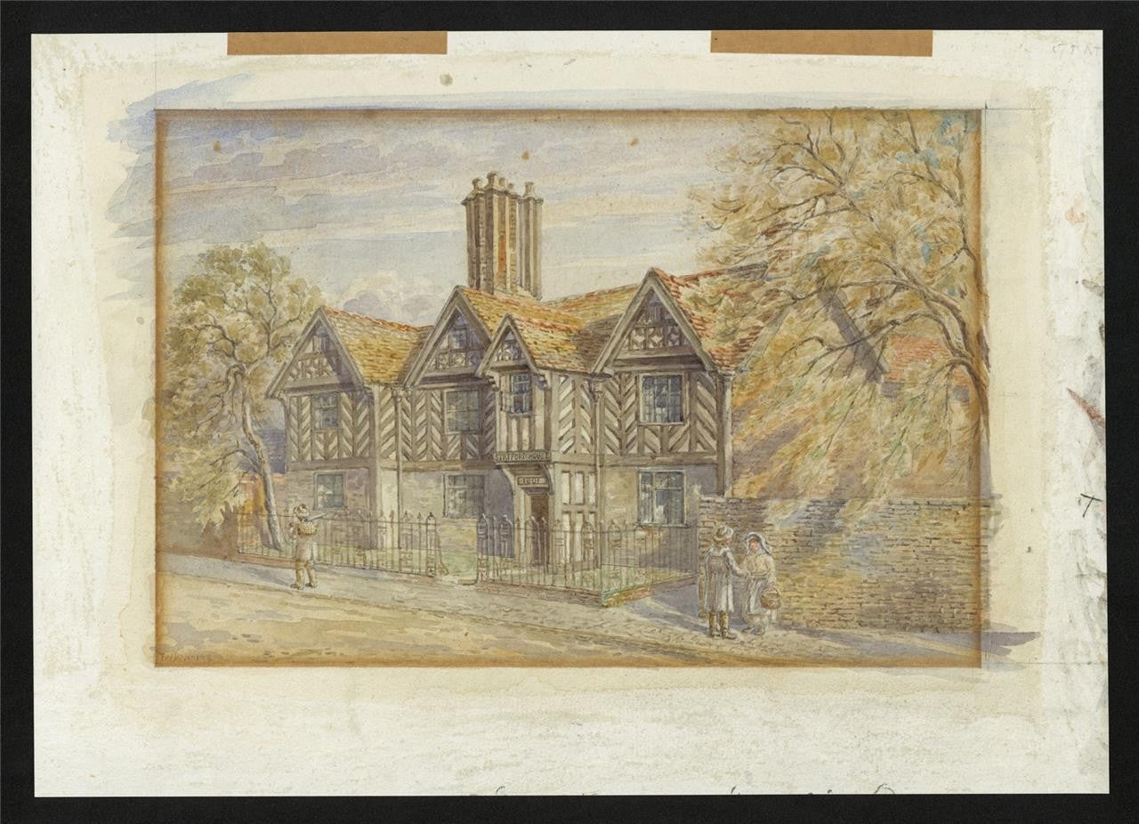 T W Downing Antique Watercolour Painting Stratford House Birmingham2