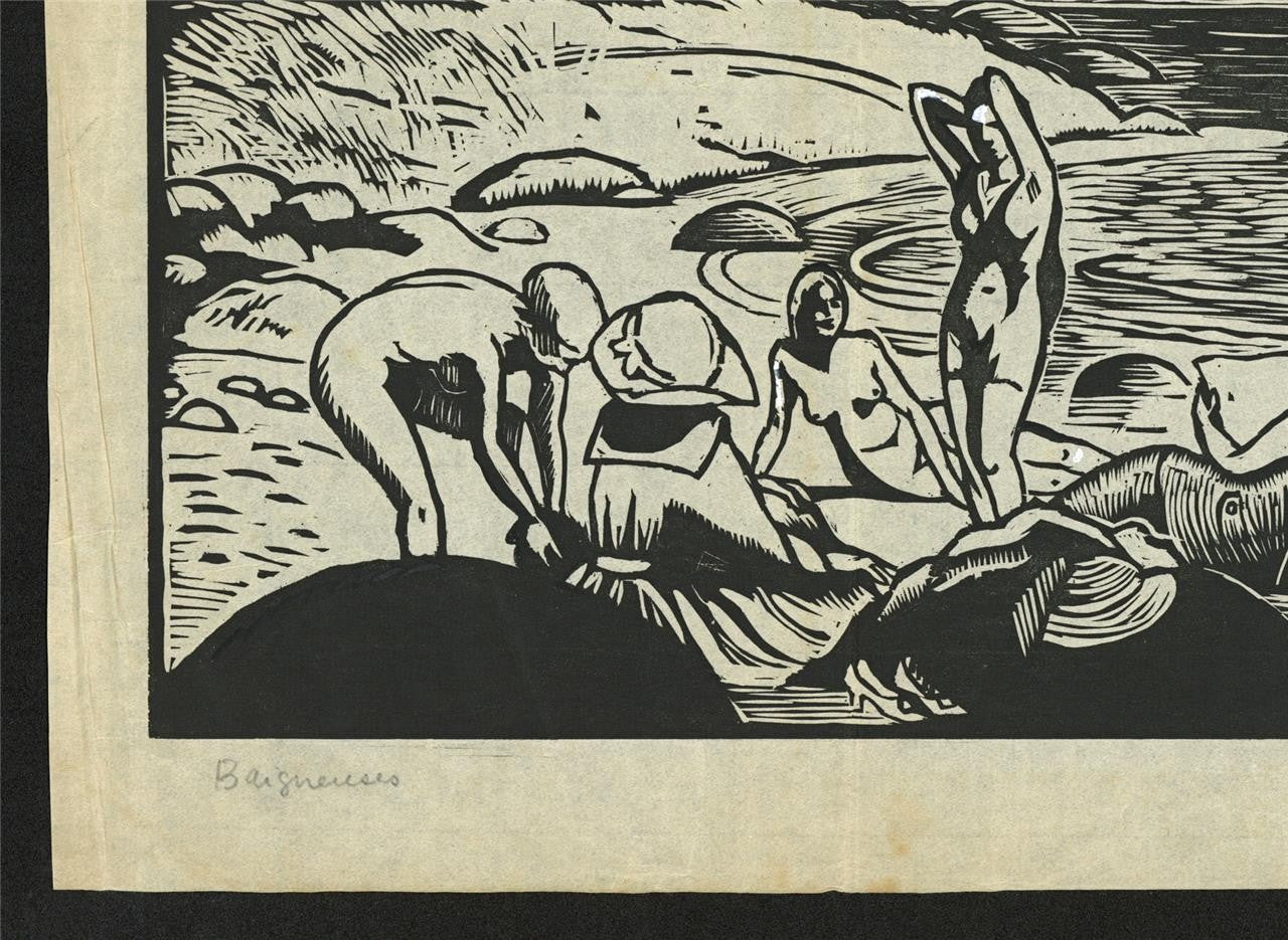 Ludovic-Rodo Pissarro (1878-1952) Pencil Signed Wood Engraving - Baigneuses7