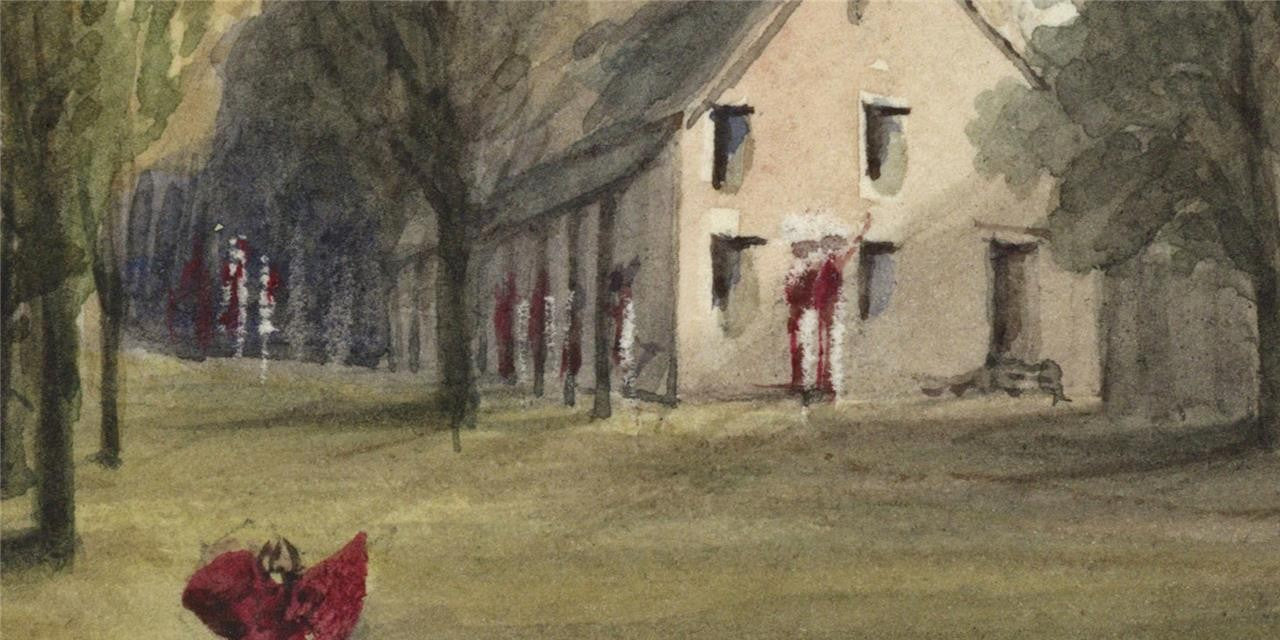 Mary Webster (1794-1883) Watercolour Painting Hyde Park Barracks London 18398