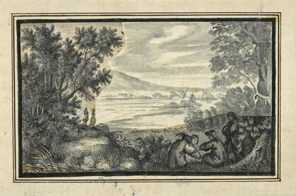 Figures In Landscape Small Watercolour Painting - Late 18th / Early 19th Century9