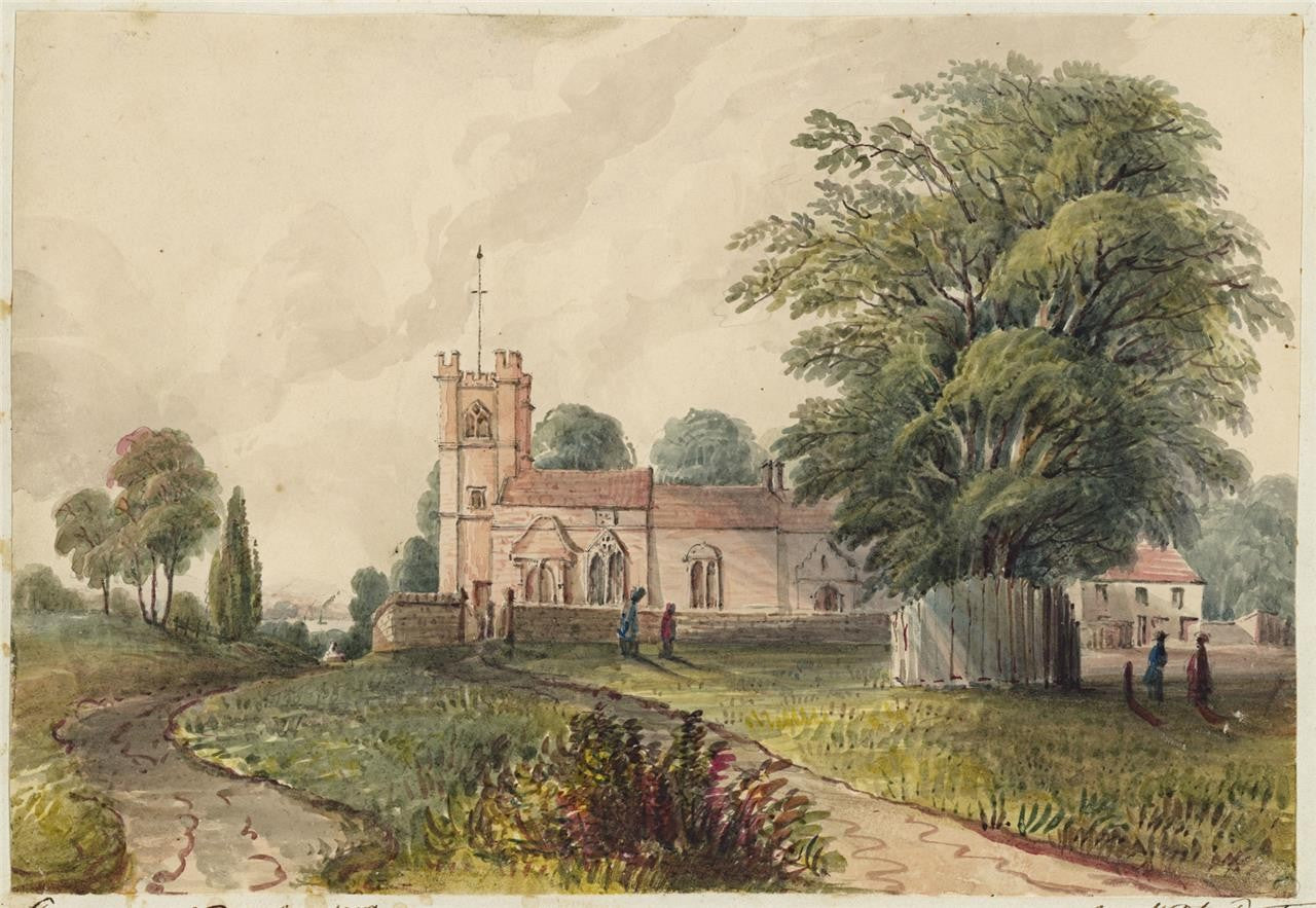 Mary Webster Watercolour Painting Charlton Church Woolwich Greenwich London 18410