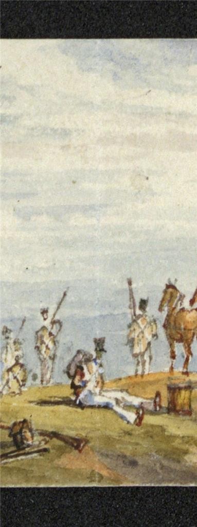 Military Battle Scene - Miniature Watercolour Painting - 19th Century - 22