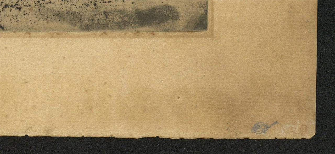 Felix Buhot (1847-1898) Etching - Sheepfold At Sunset 1881 - Red Owl Stamp3
