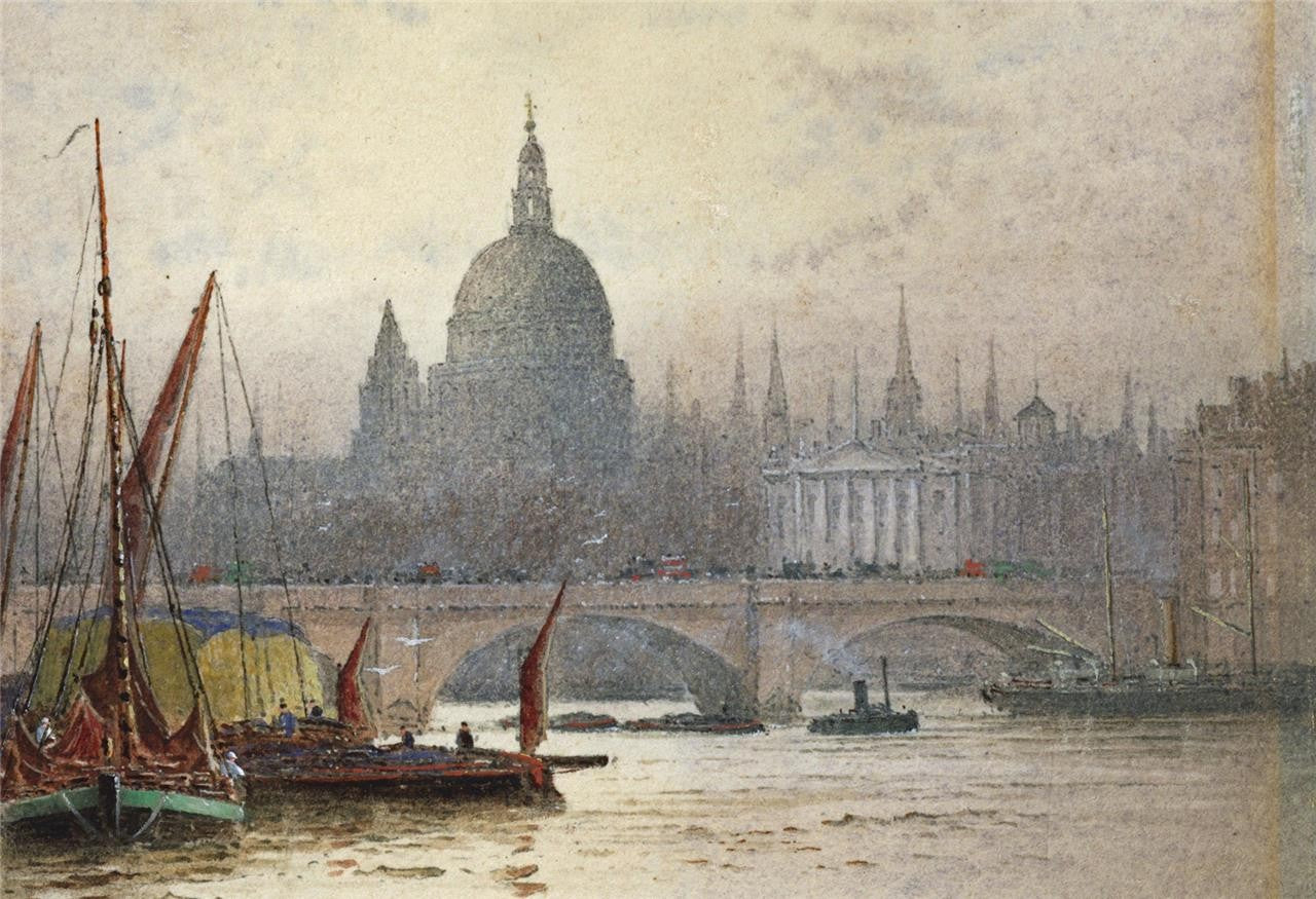 Frederick Edward Joseph Goff (18551931) Watercolour Painting  London Bridge4