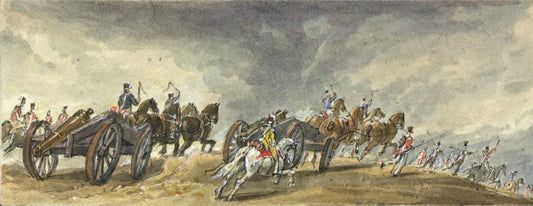 Military Battle Scene - Miniature Watercolour Painting - 19th Century0