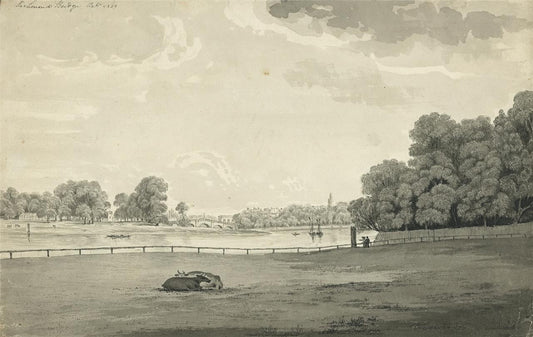 James Wilcox (1778-1865) Watercolour Painting - Richmond Bridge London 18390