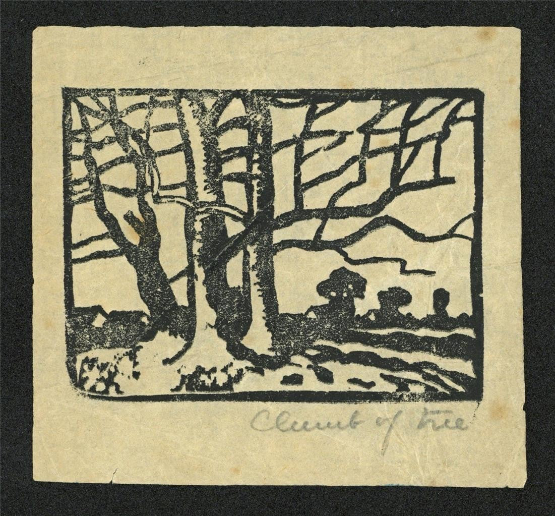 Ludovic-Rodo Pissarro (1878-1952) Small Wood Engraving - Clump Of Trees2