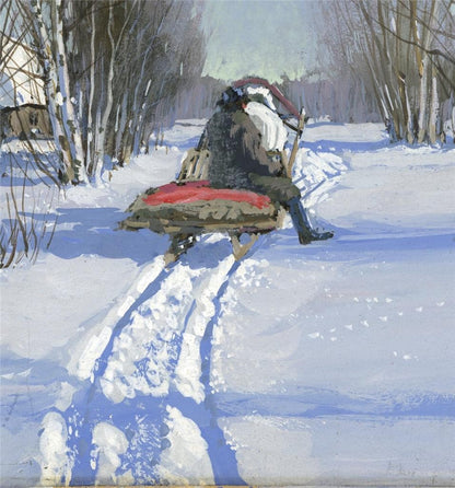 Andrei Yegorov (1878-1954) - Painting - Snowy Winter Landscape4