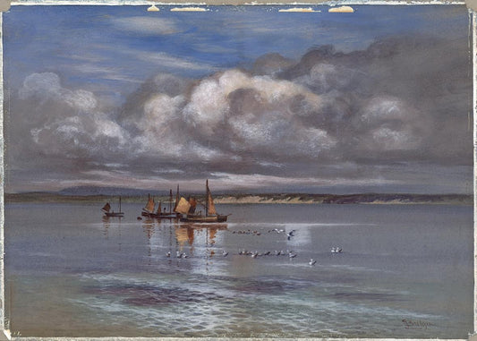 CHARLES J. BULGIN Watercolour Painting BOATS AT SEA - 20TH CENTURY - SEASCAPE0