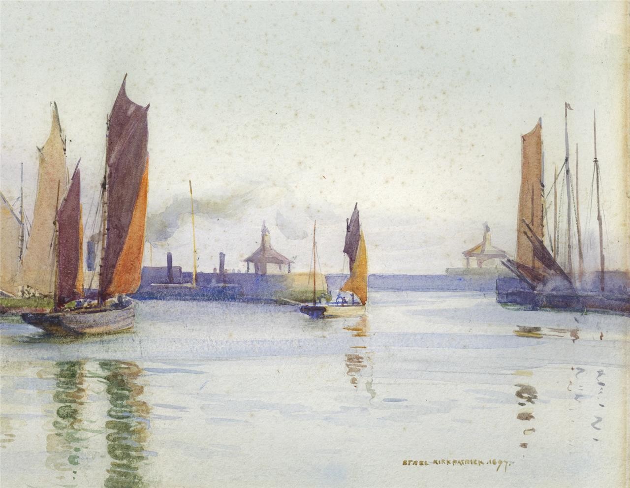 Ethel Kirkpatrick (1869-1966) Watercolour Painting - Boats In Harbour 18974