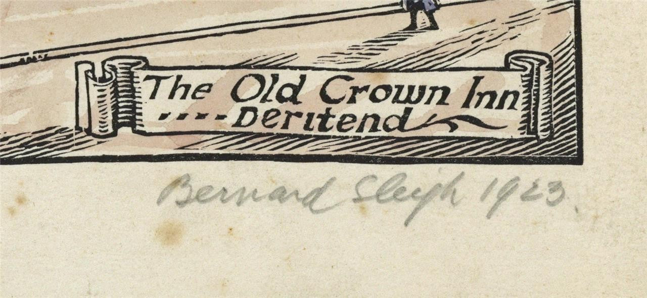 Bernard Sleigh (1872-1954) Pencil Signed Woodcut The Old Crown Inn Deritend 19232