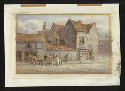 T W Downing Antique Watercolour Painting The Old Recruiting House Birmingham2