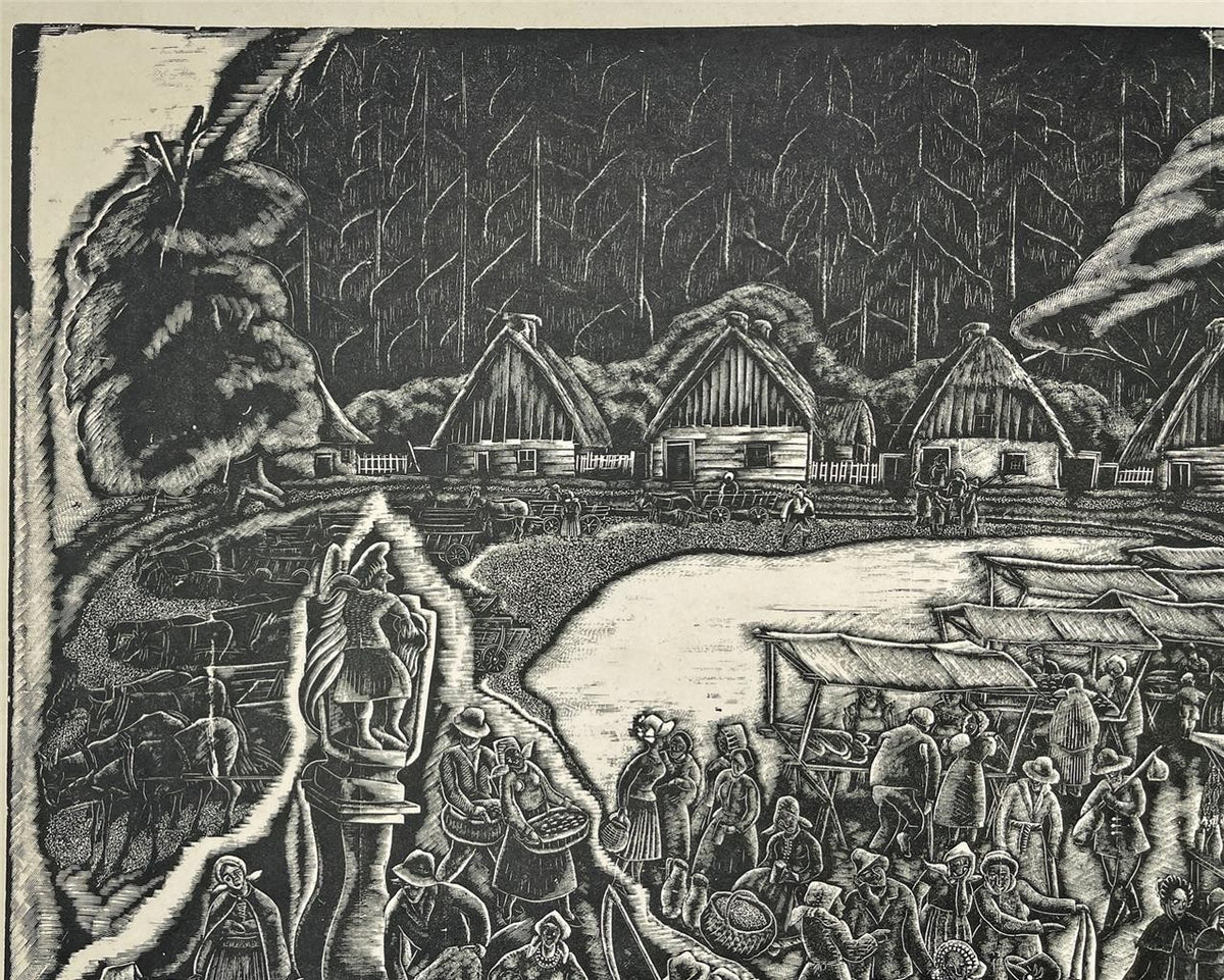 Stefan Mrozewski (1894-1975) Woodcut Signed In Pencil - Village In Poland - 19329