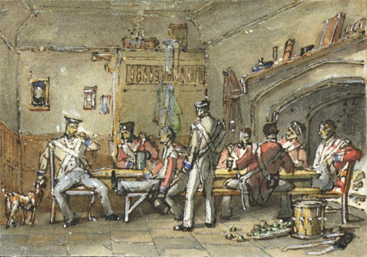 Military Scene - Miniature Watercolour Painting - 19th Century - 40