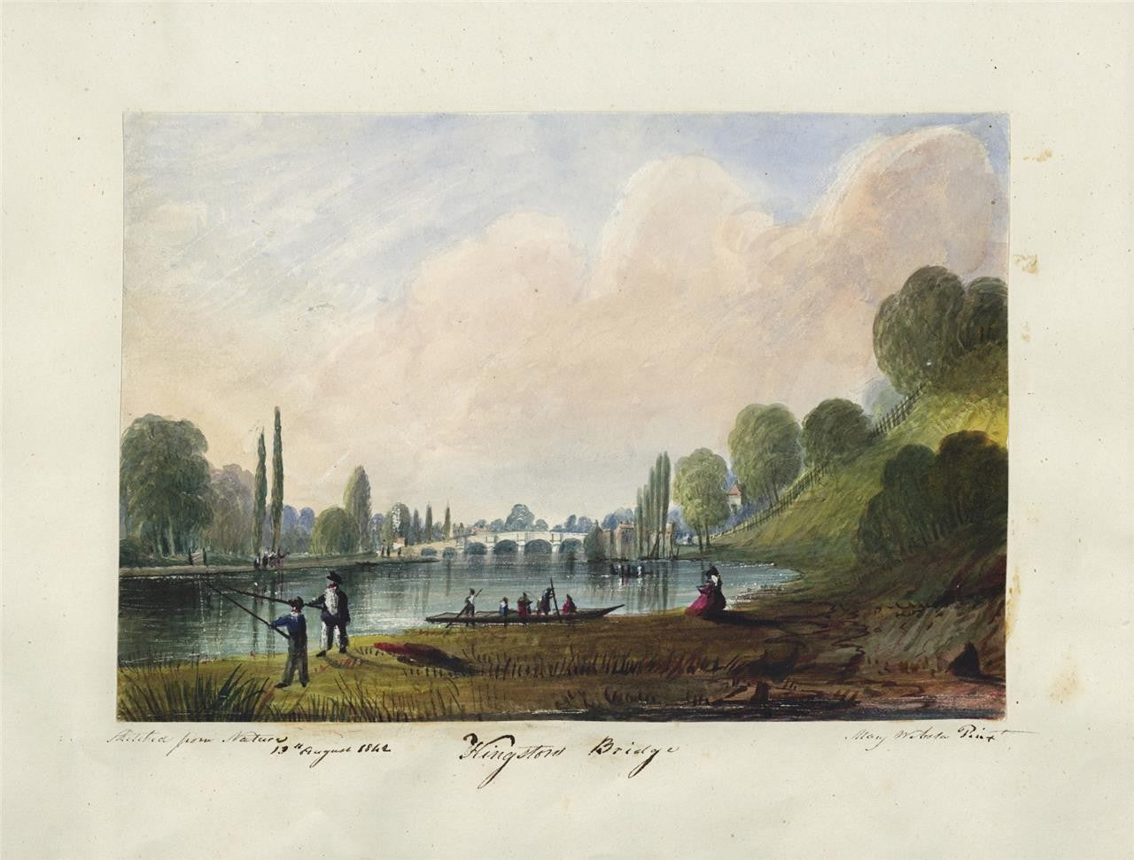 Mary Webster (1794-1883) Watercolour Painting Kingston Bridge London 18426