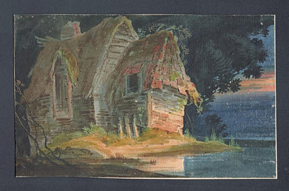 COTTAGE IN LANDSCAPE Watercolour Painting - 19TH CENTURY - INDISTINCTLY SIGNED3