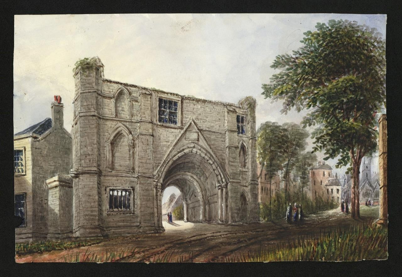 Mary Webster (1794-1883) Watercolour Painting - Abbey Gateway, Reading 18491
