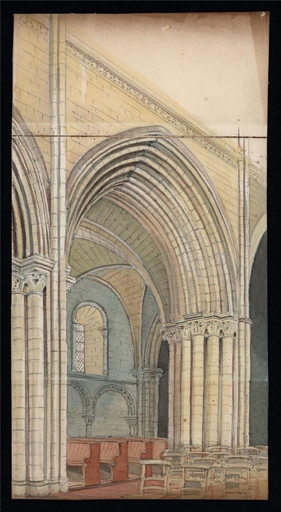 Church Interior Shoreham Sussex Watercolour Painting - James Foster Wadmore1