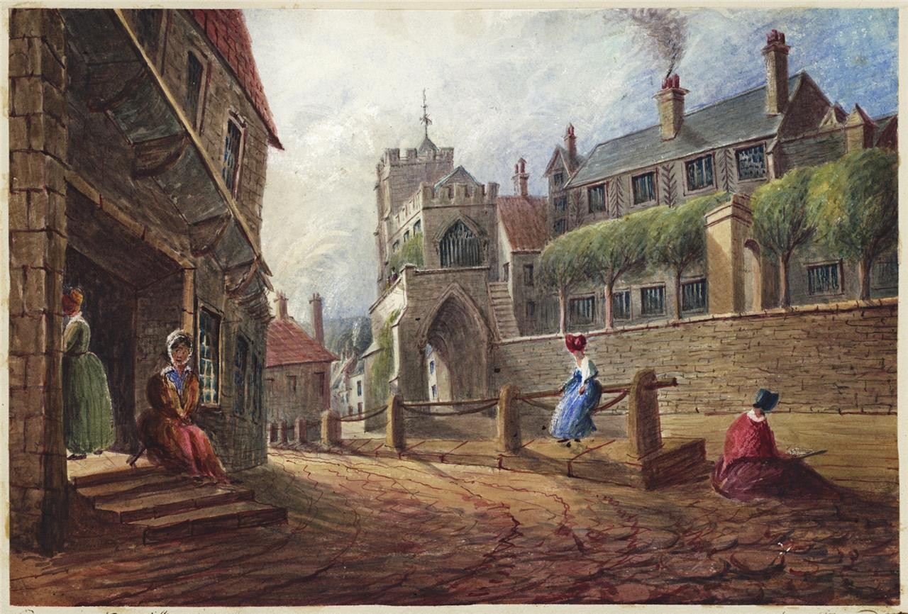 Mary Webster (1794-1883) Watercolour Painting Old Church & Hospital Warwick 18460