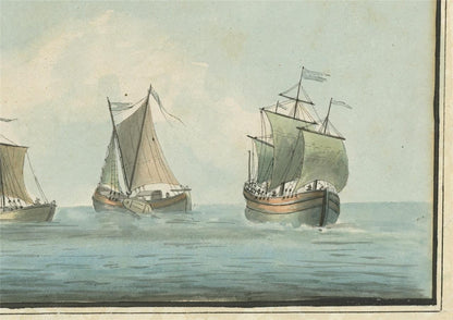 Dutch Fishing Boats - Seascape - Antique Watercolour Painting - 19th Century5