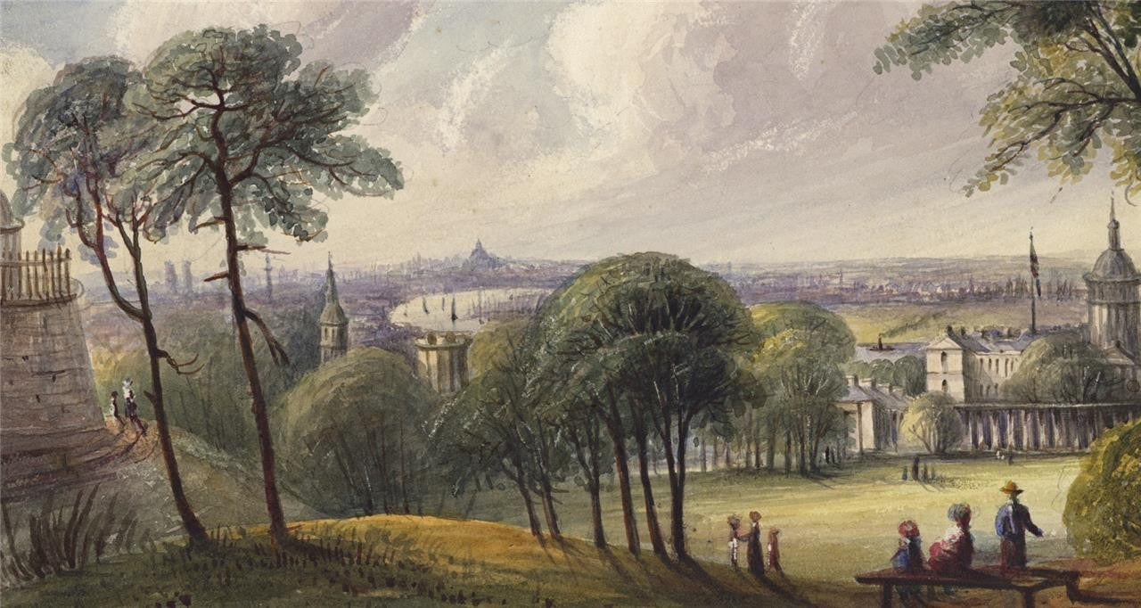 Mary Webster (1794-1883) Watercolour Painting London From Greenwich Park 18388