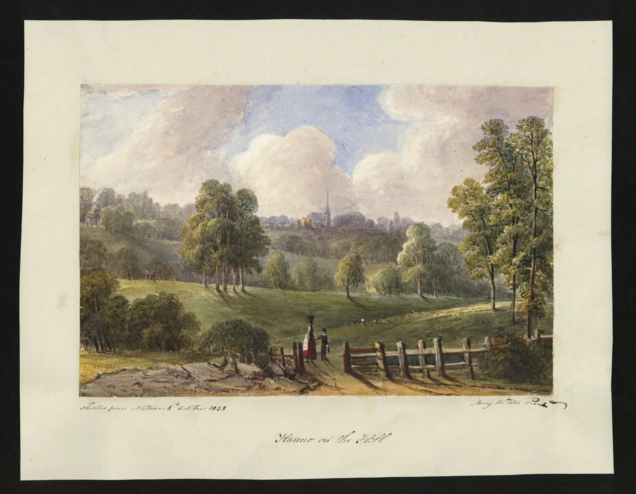 Mary Webster (1794-1883) Watercolour Painting - Harrow On The Hill London 18381