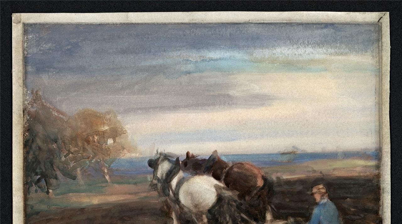 David Thomas Robertson (1879-1952) Watercolour Painting - Farming Landscape7