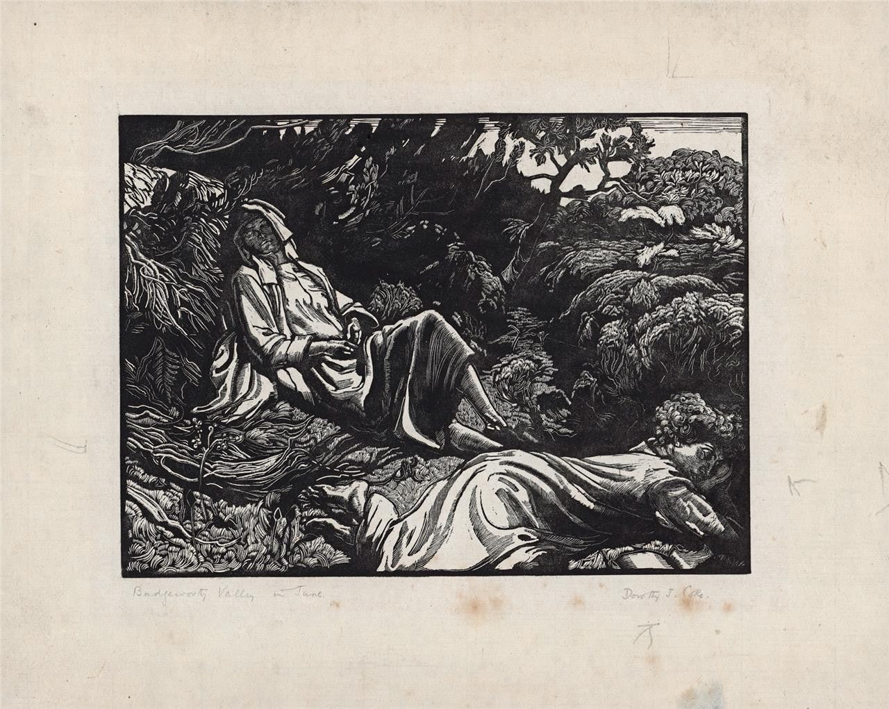 Dorothy Josephine Coke (1897-1979) Pencil Signed Woodcut - Badgeworth Valley4