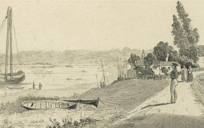 James Wilcox (1778-1865) Watercolour Painting Isle of Dogs Greenwich London 184313
