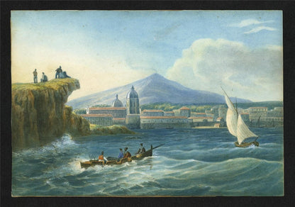 Catania Sicily Italy Watercolour Painting 19th Century Grand Tour1