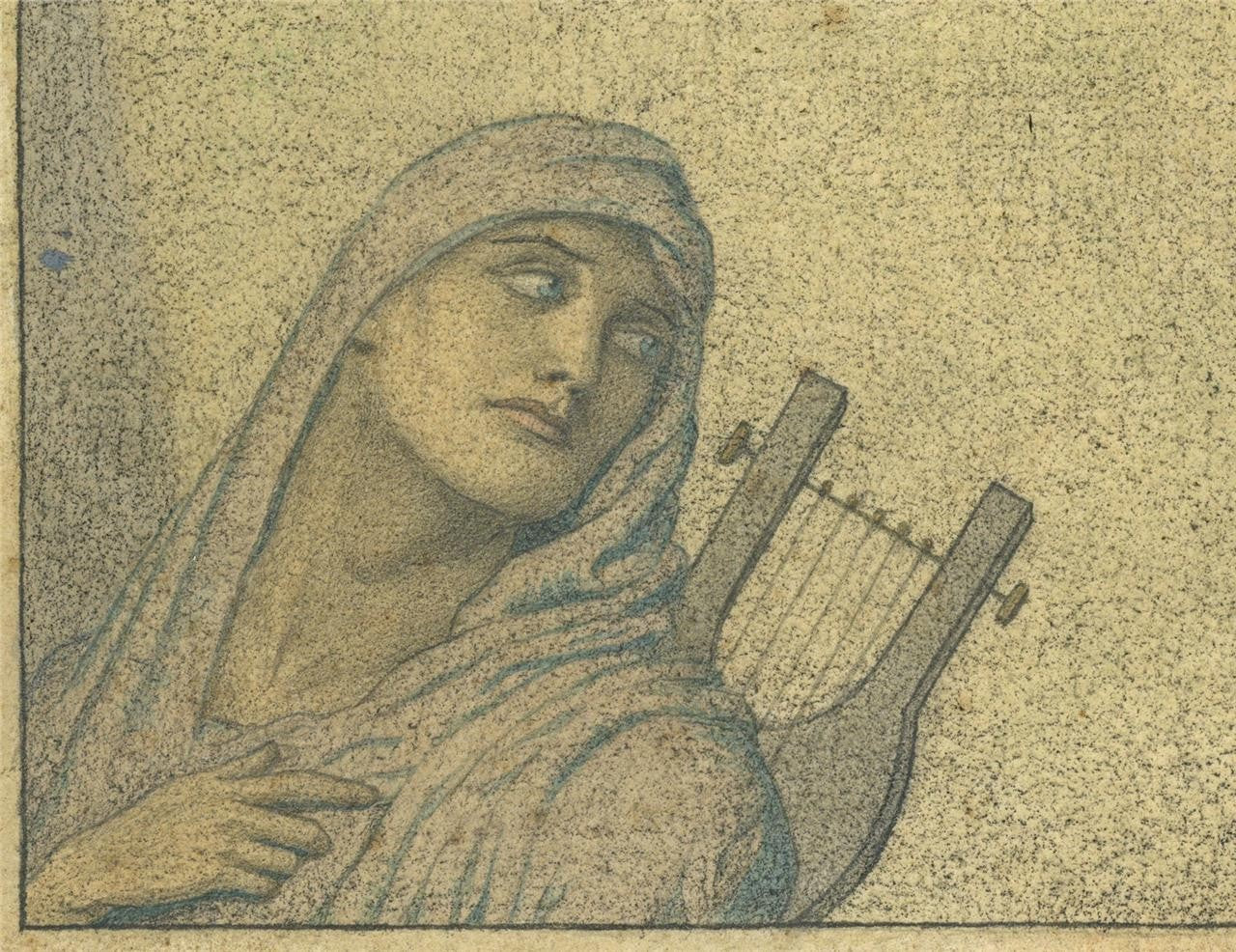 Cecil French (18791953) Pencil Drawing  Elegiac Poet3