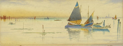 Evening On The Lagoon Venice Italy - Watercolour Painting - Signed Avondale0