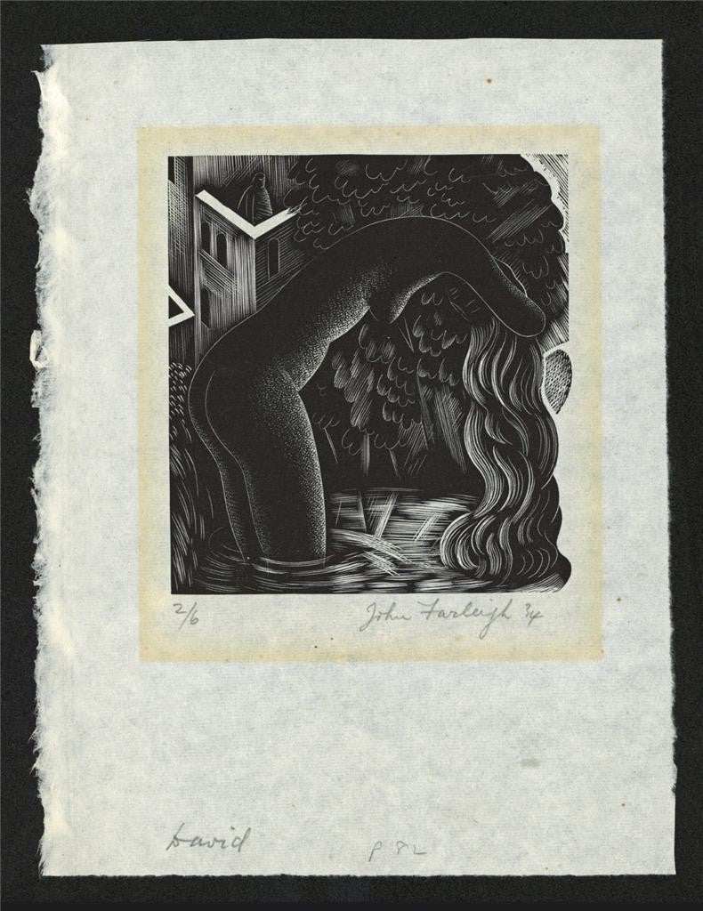 John Farleigh (1900-1965) Pencil Signed Wood Engraving The Story of David 19341
