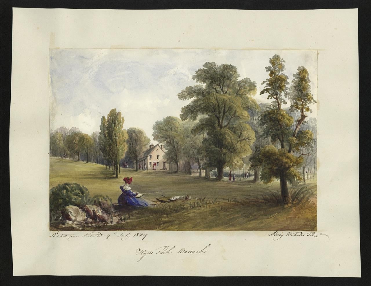 Mary Webster (1794-1883) Watercolour Painting Hyde Park Barracks London 18391