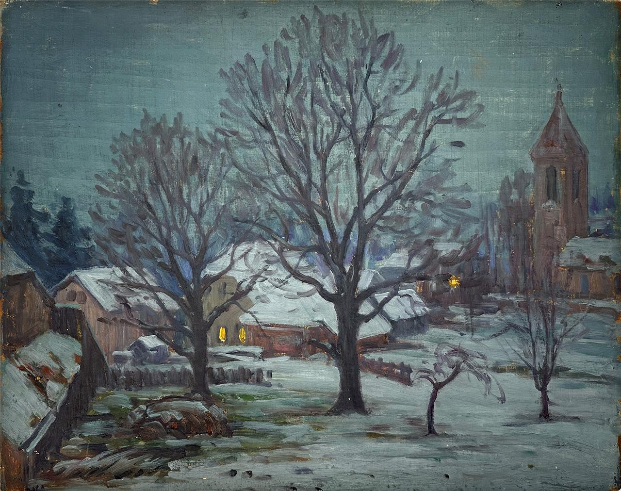 William Samuel Horton (18651936) Oil Painting  Impressionist Winter Landscape0
