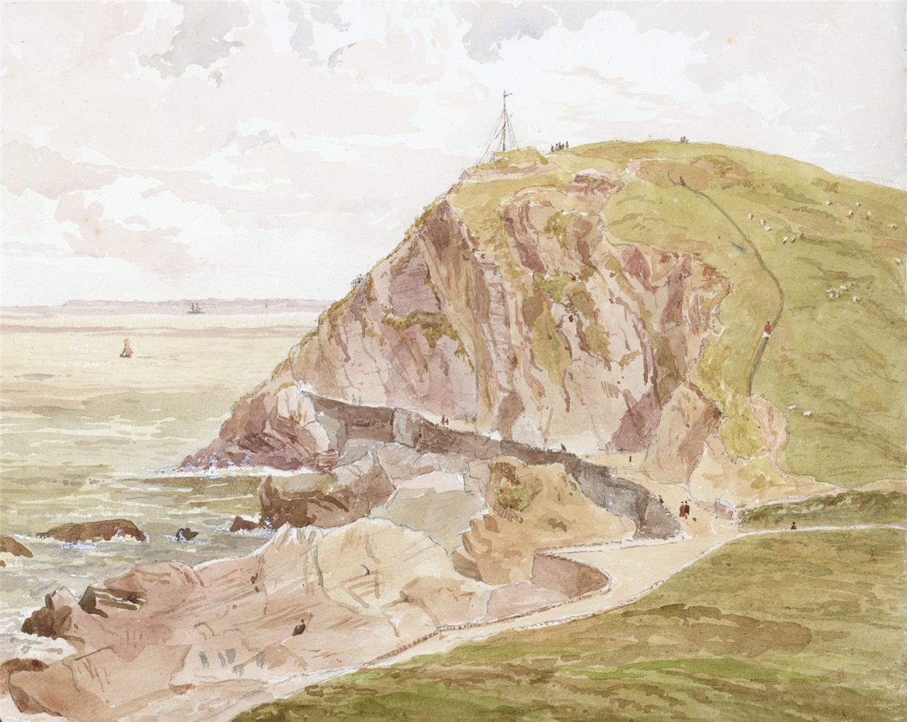 Capstone Point Ilfracombe Devon 1866 Watercolour Painting - 19th Century4